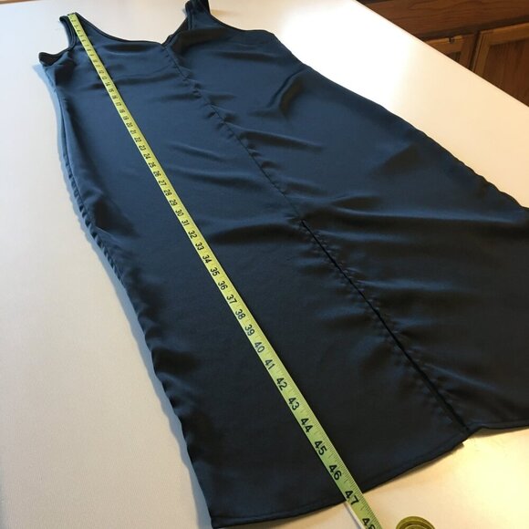 Velvet Heart Slip Dress Large Black Midi Length Minimalist Elegant Goth Glam - Picture 9 of 14